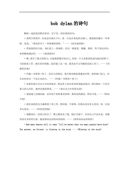 bob dylan的诗句