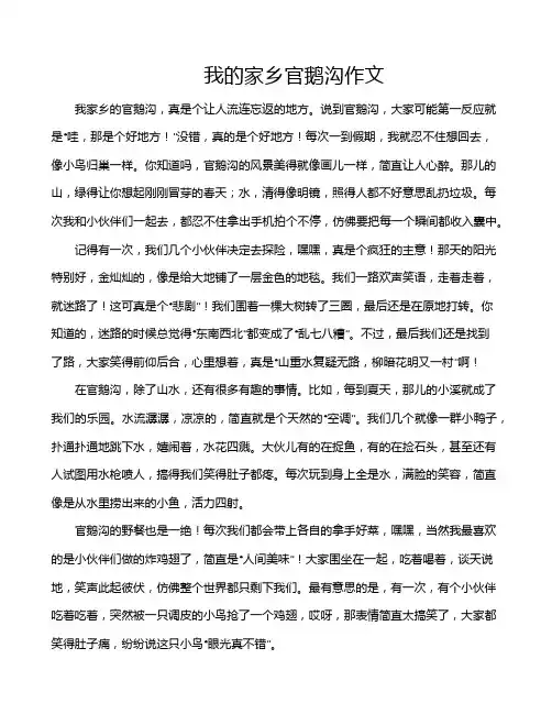 我的家乡官鹅沟作文