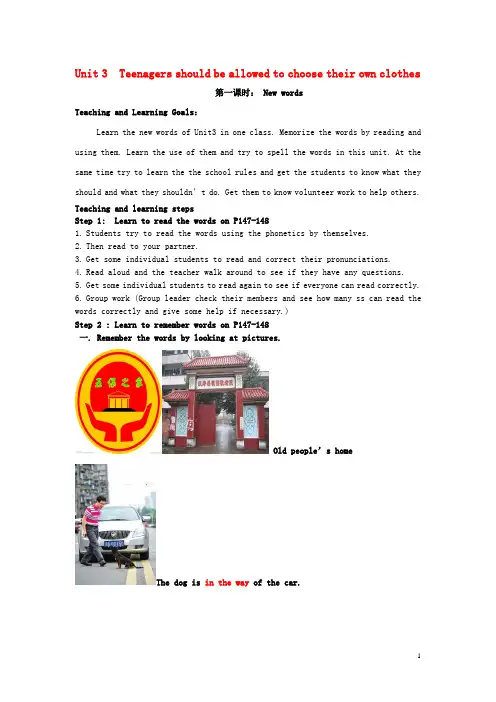 九年级英语全册 Unit 3 Teenagers should be allowed to choo