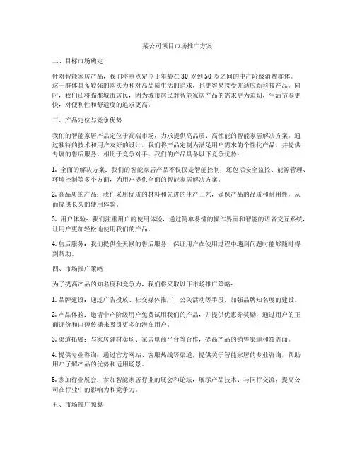 某公司项目市场推广方案