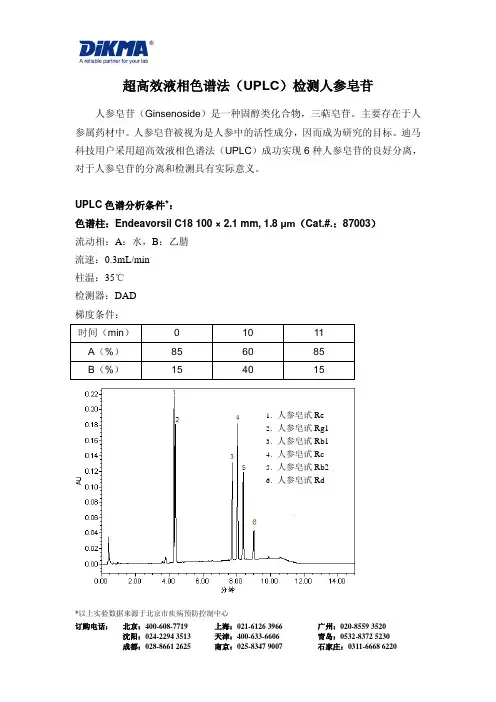 超高效液相色谱法(UPLC)检测人参皂苷
