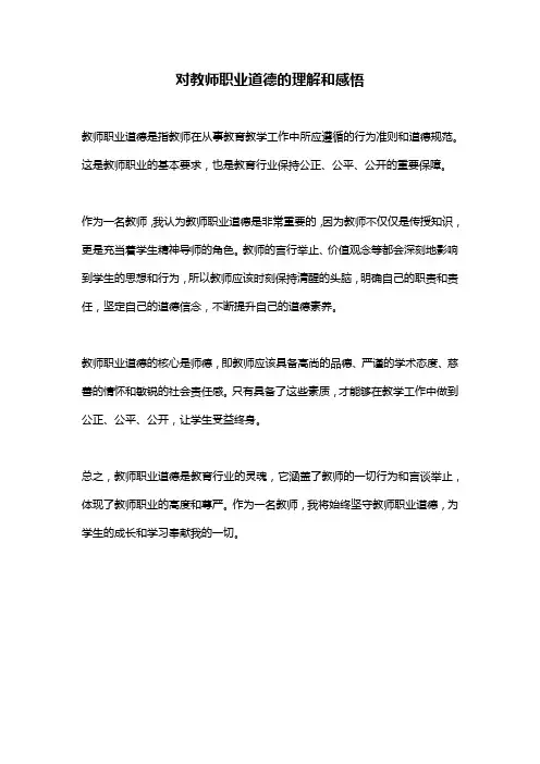 对教师职业道德的理解和感悟