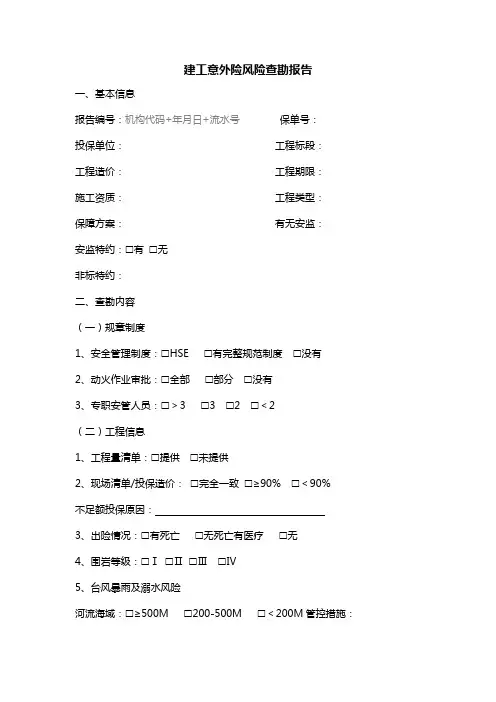 建工意外风险查勘报告模版