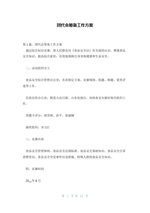 团代会筹备工作方案