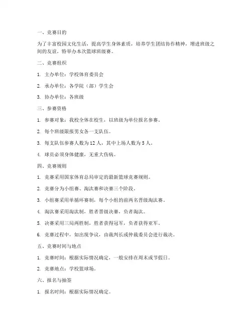 篮球班级赛竞赛章程模板