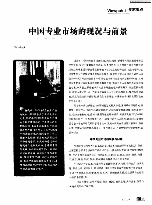 中国专业市场的现况与前景