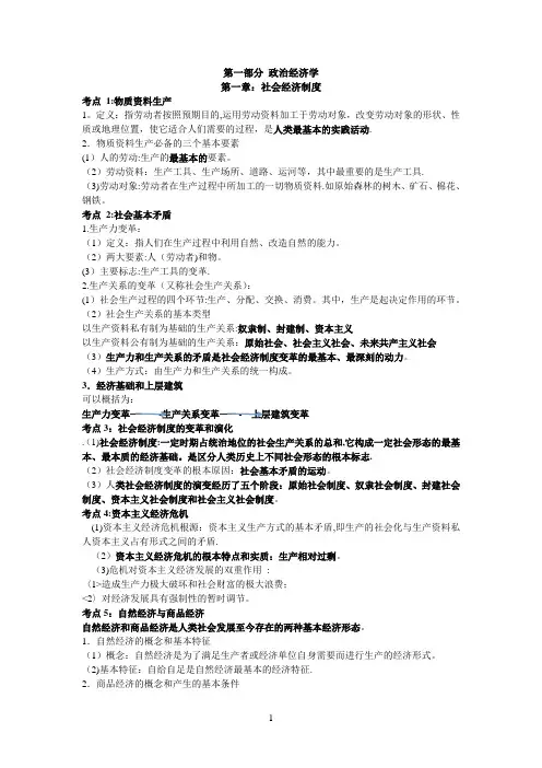 初级经济师各章考点汇总