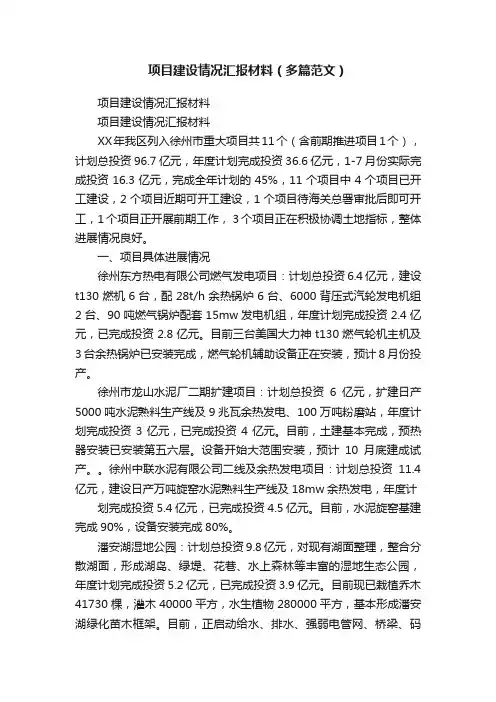 项目建设情况汇报材料（多篇范文）