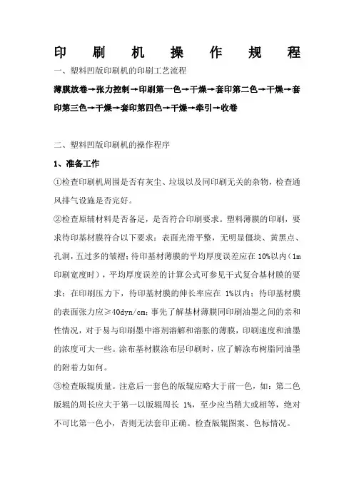 印刷机操作规程