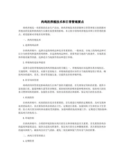 肉鸡的养殖技术和日常管理要点