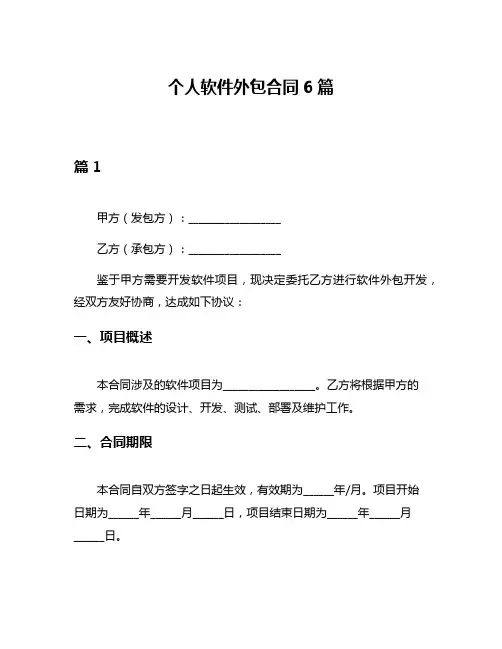 个人软件外包合同6篇