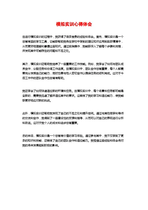 模拟实训心得体会