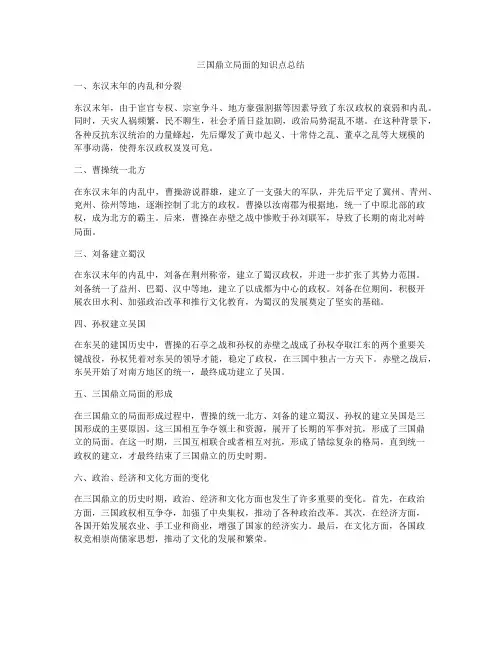 三国鼎立局面的知识点总结