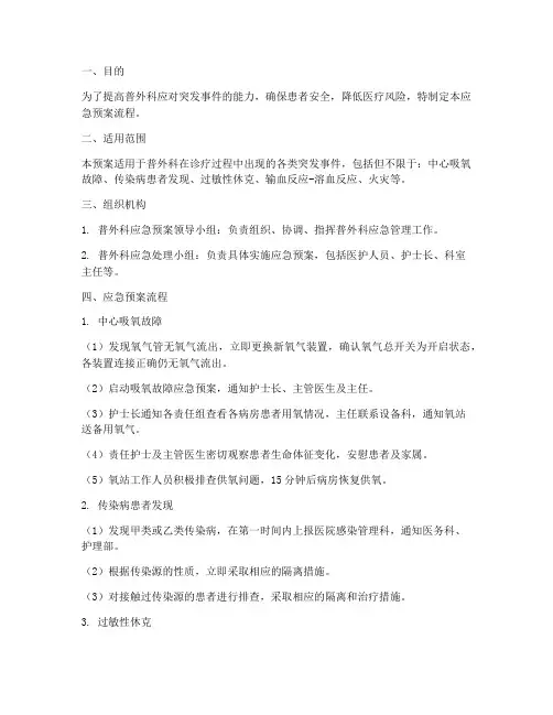 普外科应急预案流程