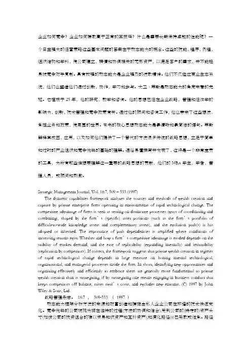 mngement动态能力与战略方案管理