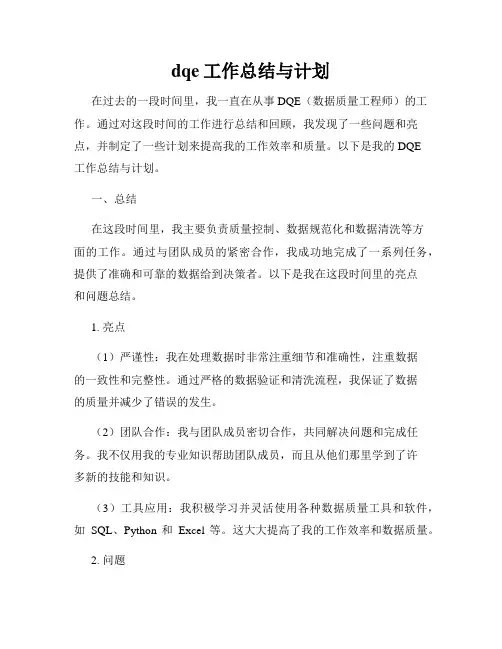 dqe工作总结与计划