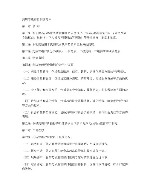 药店等级评价制度范本