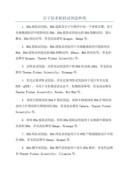 分子技术耗材试剂盒种类