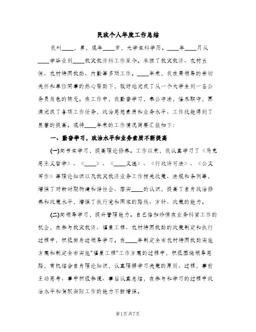 民政个人年度工作总结（2篇）