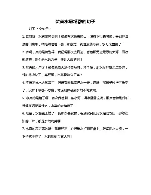赞美水最精辟的句子
