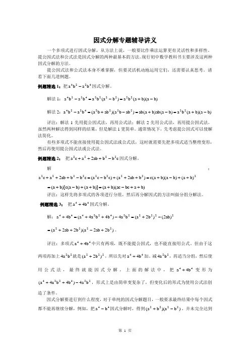 讲义一：《因式分解》专题辅导讲义