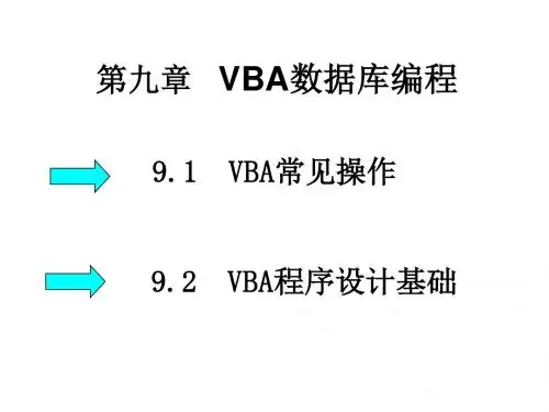 第九章VBA数据库编程