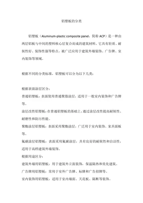 简述铝塑板的分类