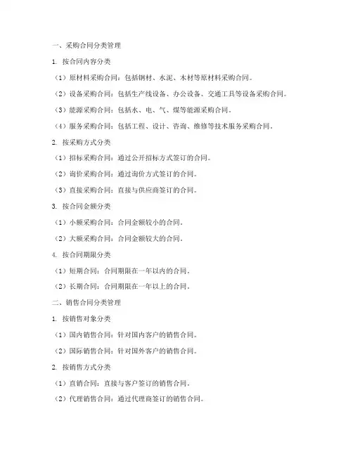 采购及销售合同分类管理
