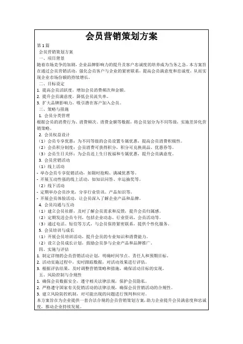 会员营销策划方案