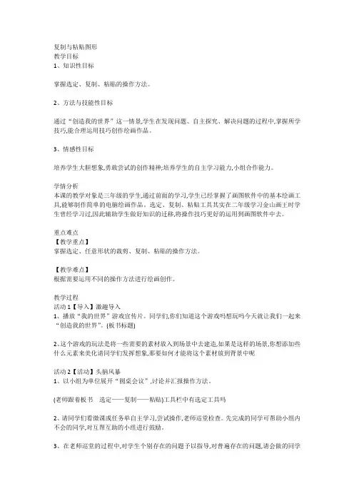 复制与粘贴图形 教案
