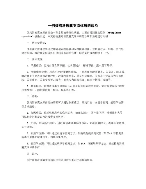 一例蛋鸡滑液囊支原体病的诊治