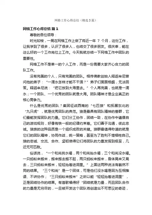 网格工作心得总结（精选3篇）