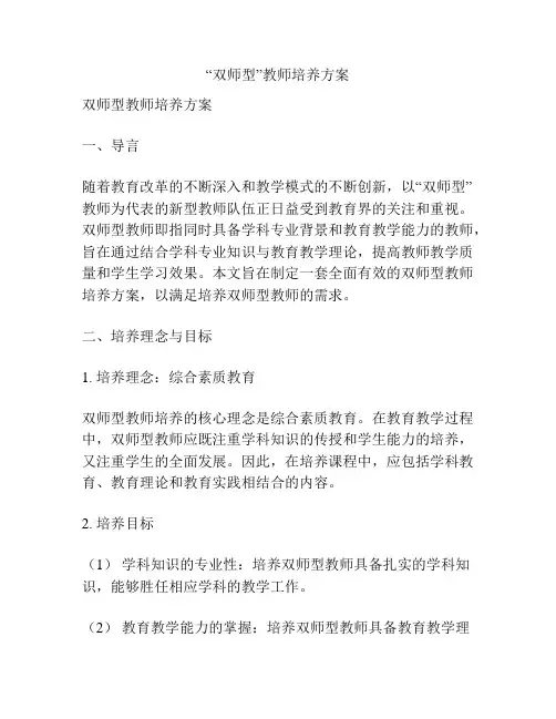 “双师型”教师培养方案