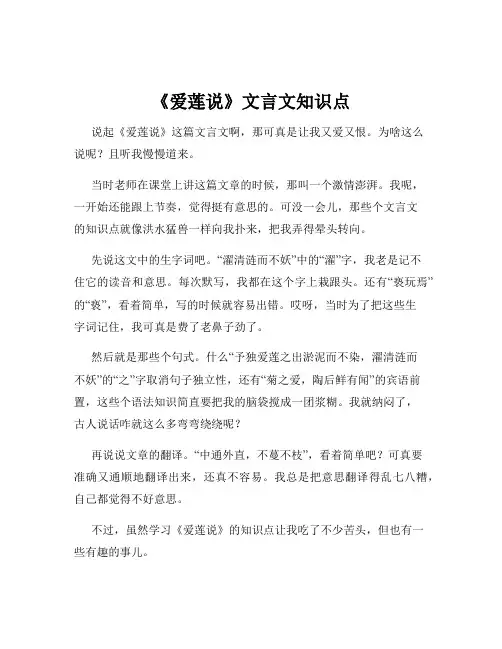 《爱莲说》文言文知识点