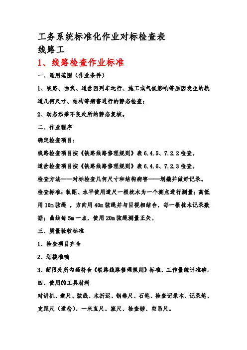 工务系统标准化作业对标检查表(1)