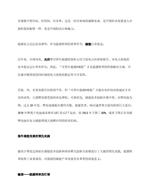 碳中和目标下的储能“猜想”