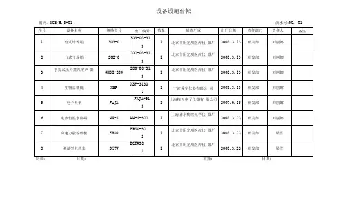 试验室设备运行记录