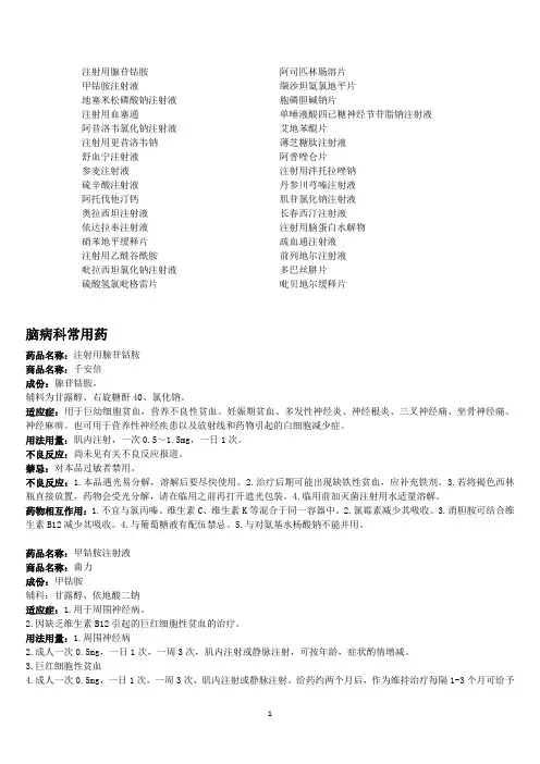 脑病科常用药