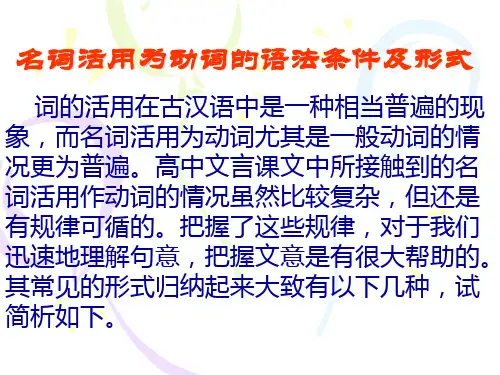 名词活用为动词的语法条件及形式