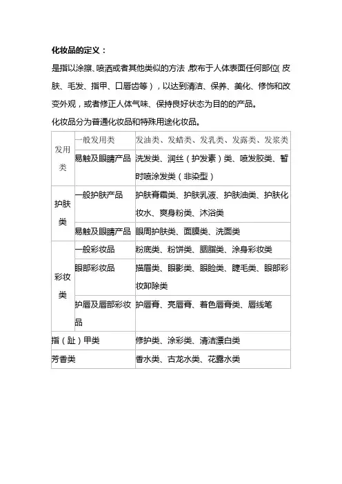 化妆品的定义