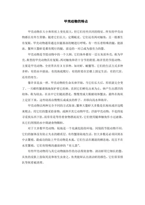 甲壳动物的特点