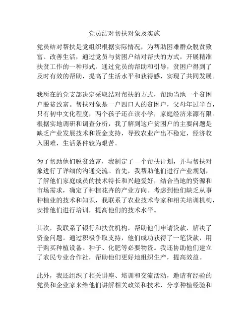 党员结对帮扶对象及实施