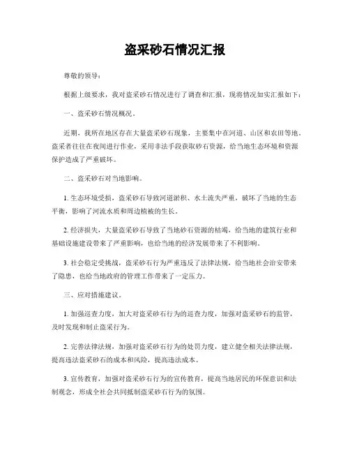 盗采砂石情况汇报