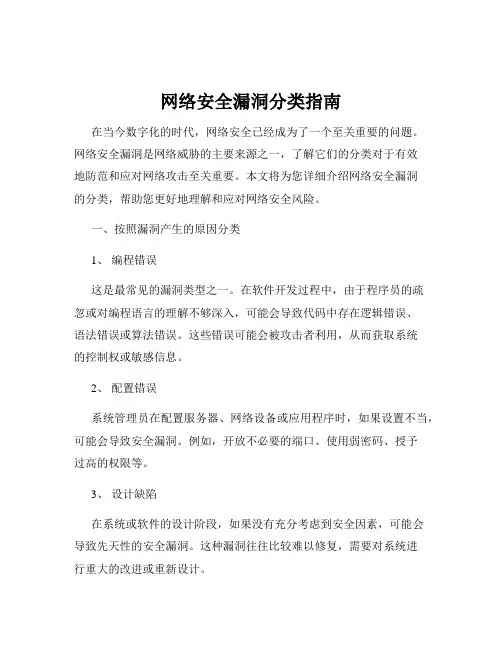 网络安全漏洞分类指南