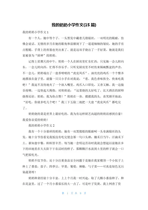我的奶奶小学作文(15篇)