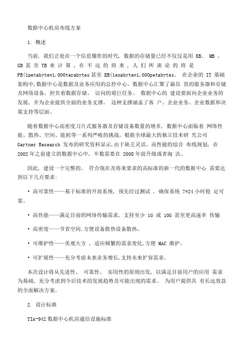 数据中心机房布线方案 