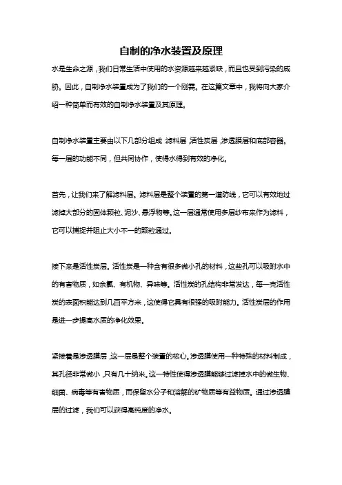 自制的净水装置及原理