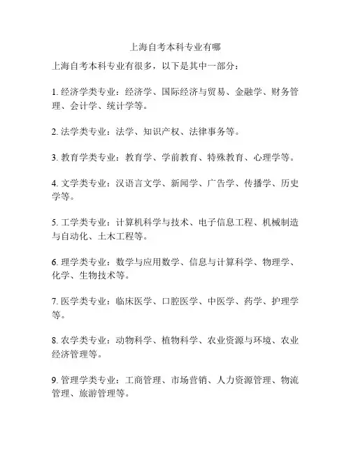 上海自考本科专业有哪
