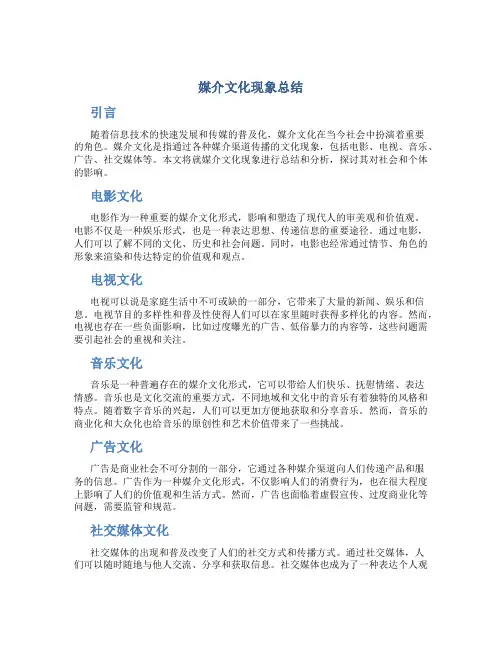媒介文化现象总结