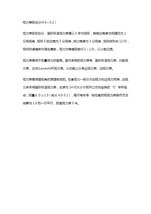 视力等级划分(4.0—5.2)